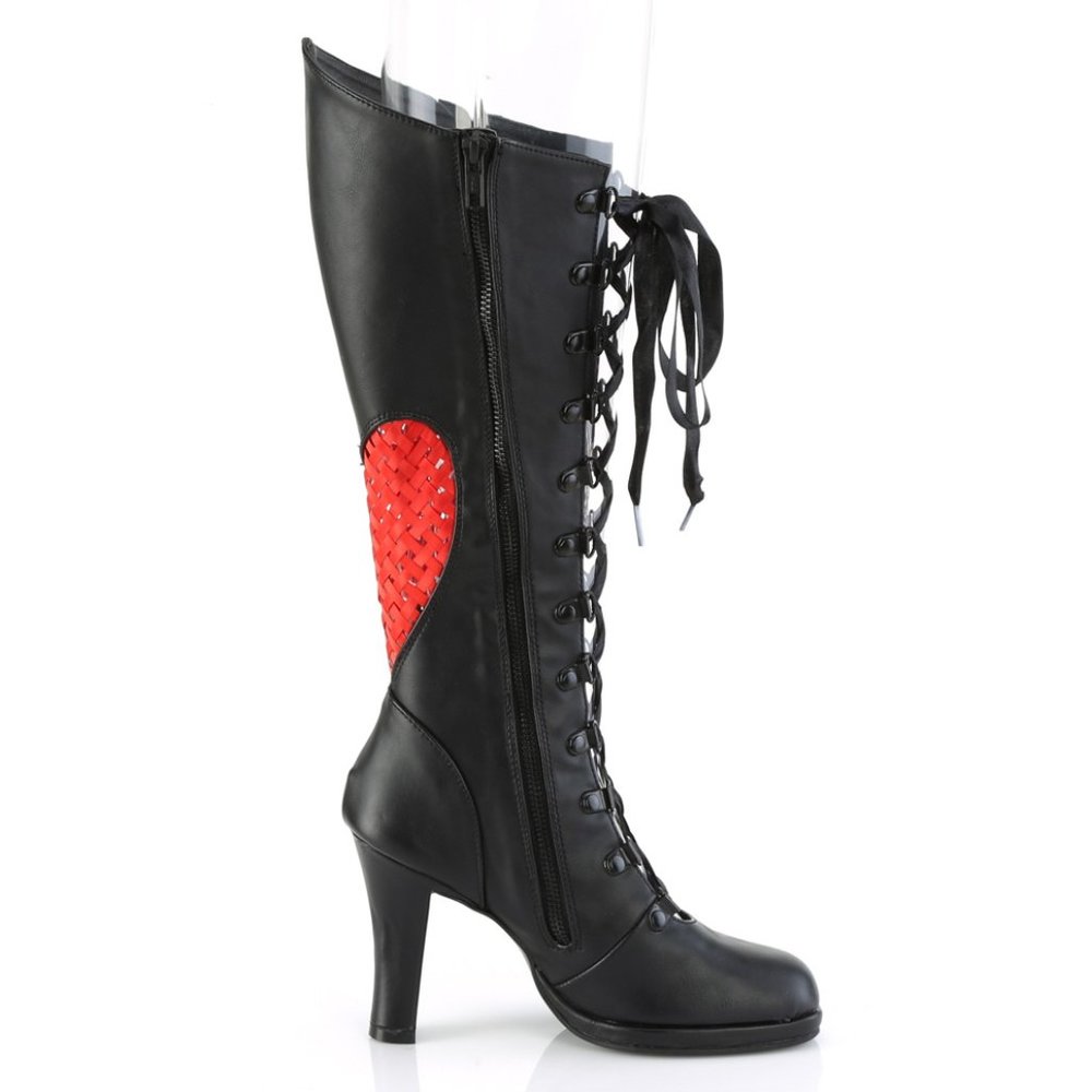 Heart Platform Heel Lace Up Knee High Boots - Picture 4 of 5